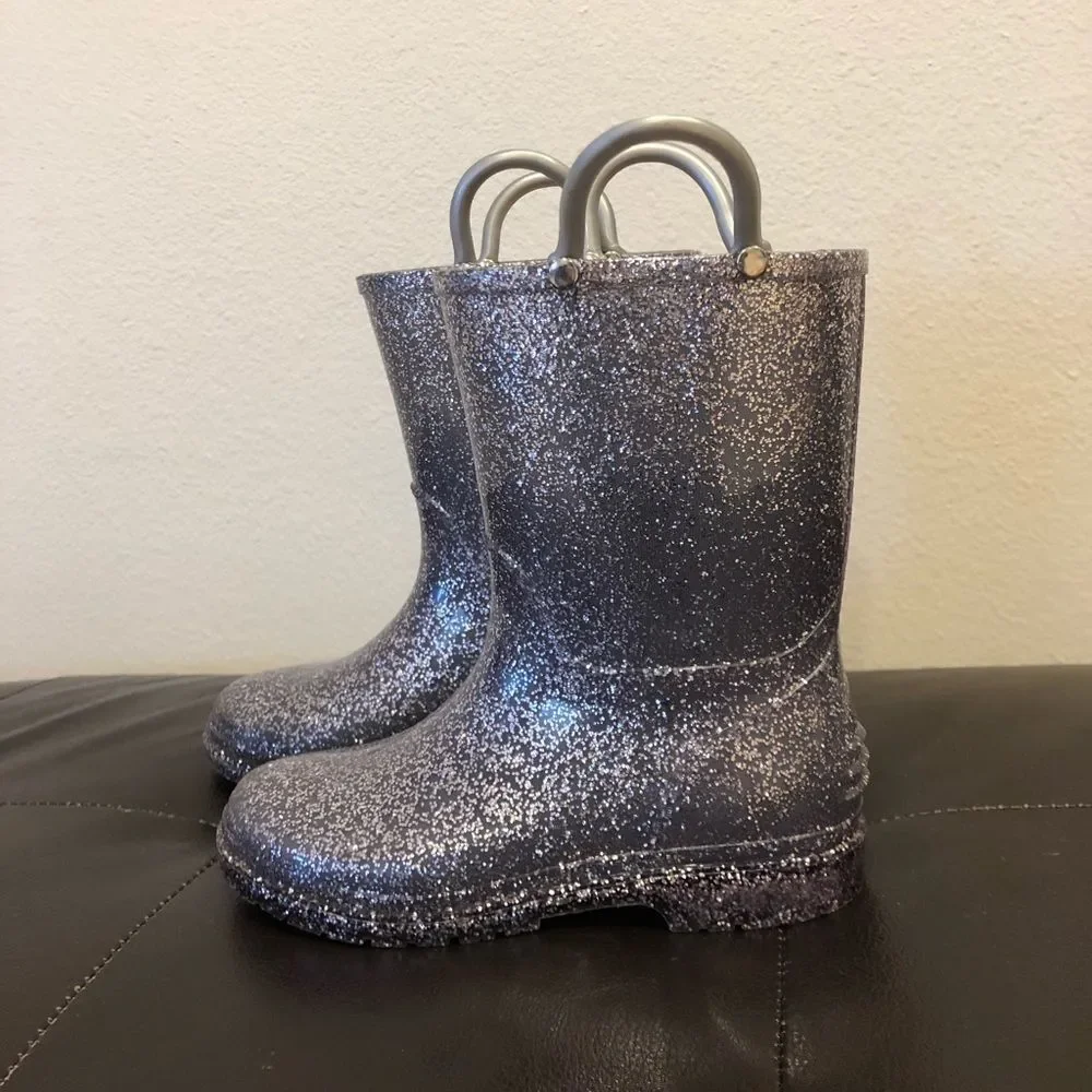 Silver glittered rain boots